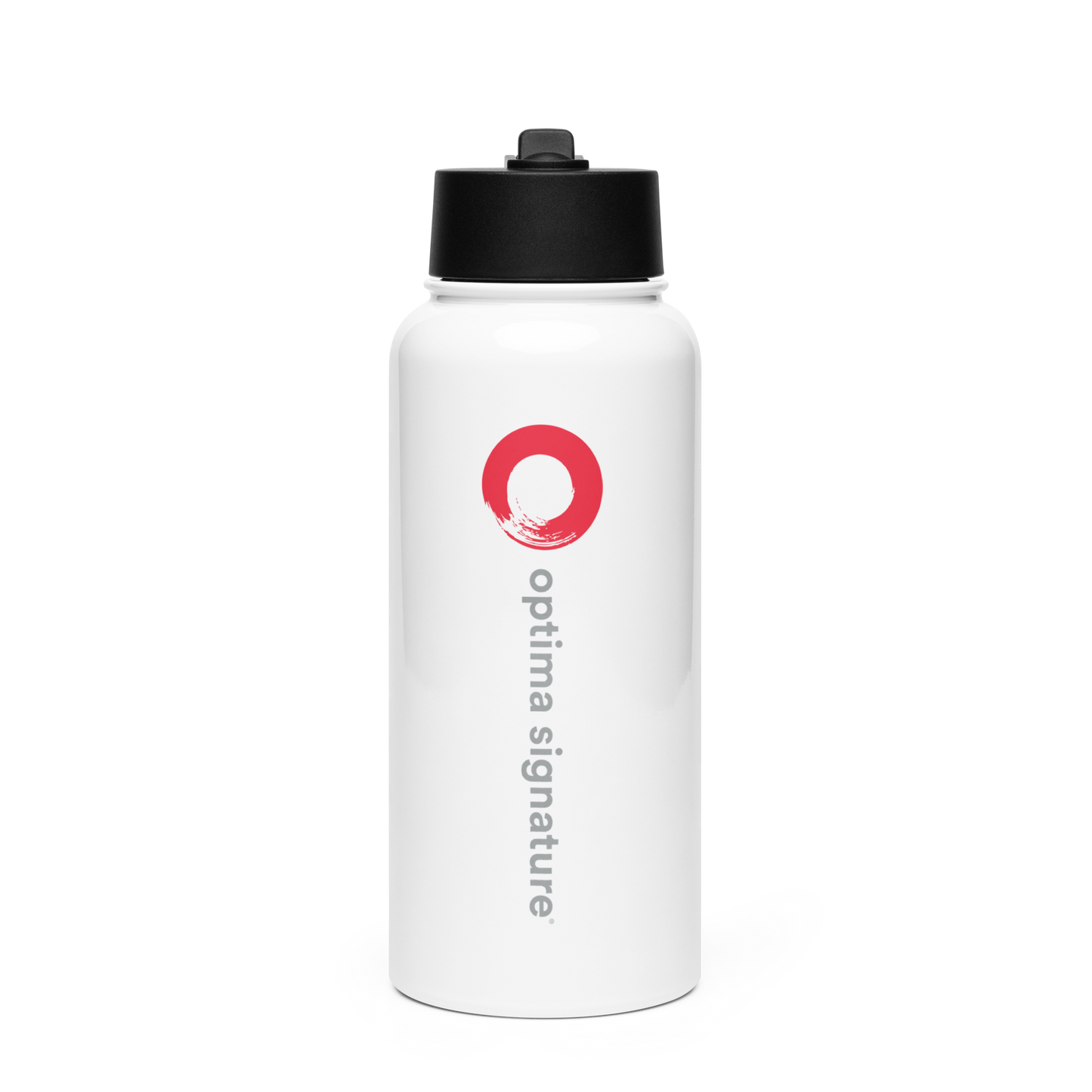 Optima Signature stainless steel water bottle with a straw lid
